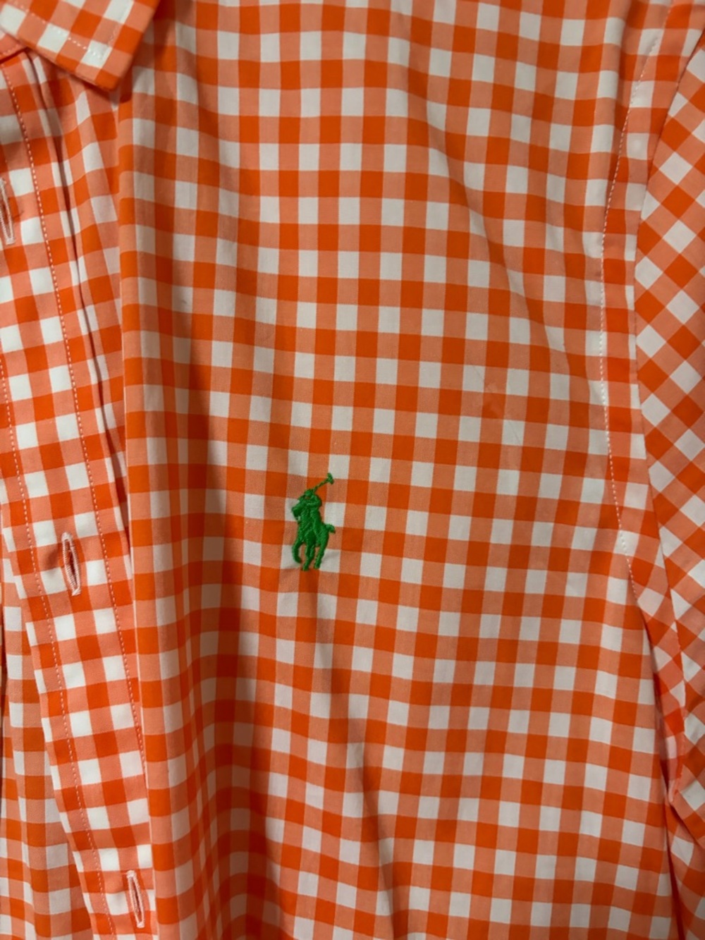 Polo by Ralph Lauren Orange and White Gingham Button-Down Shirt - Picture 3 of 4